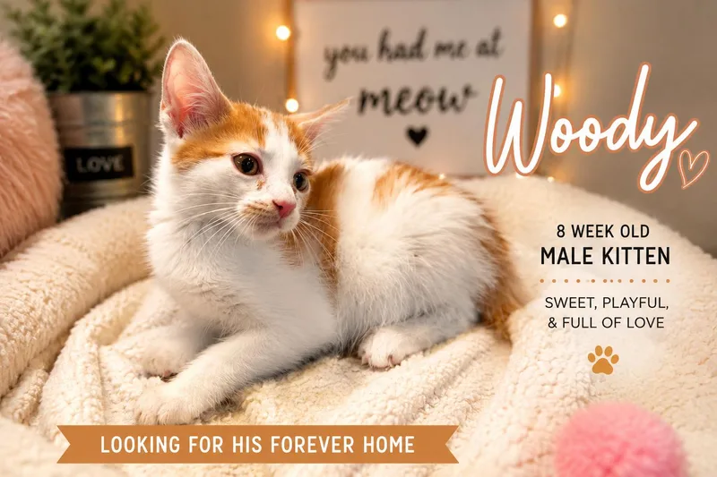 A baby small-sized male Orange & White Domestic Short Hair cat named Buzz Lightyear for adoption in Ashland, KY