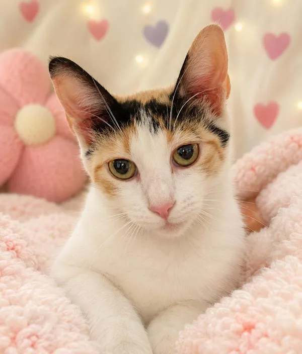 A young medium-sized female Domestic Short Hair cat named Henrietta for adoption in Napa, CA