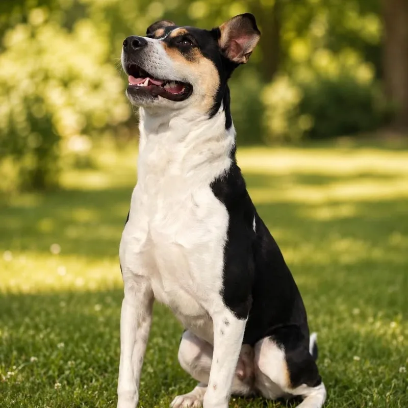 A young medium-sized female Tricolor (Brown, Black, & White) Australian Cattle Dog / Blue Heeler dog named Gabby for adoption in Cranston, RI