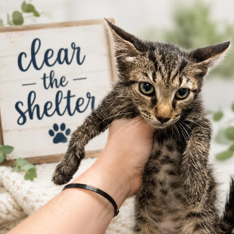 A baby small-sized male Gray / Blue / Silver Domestic Short Hair cat named Express Oil Change for adoption in Columbiana, AL