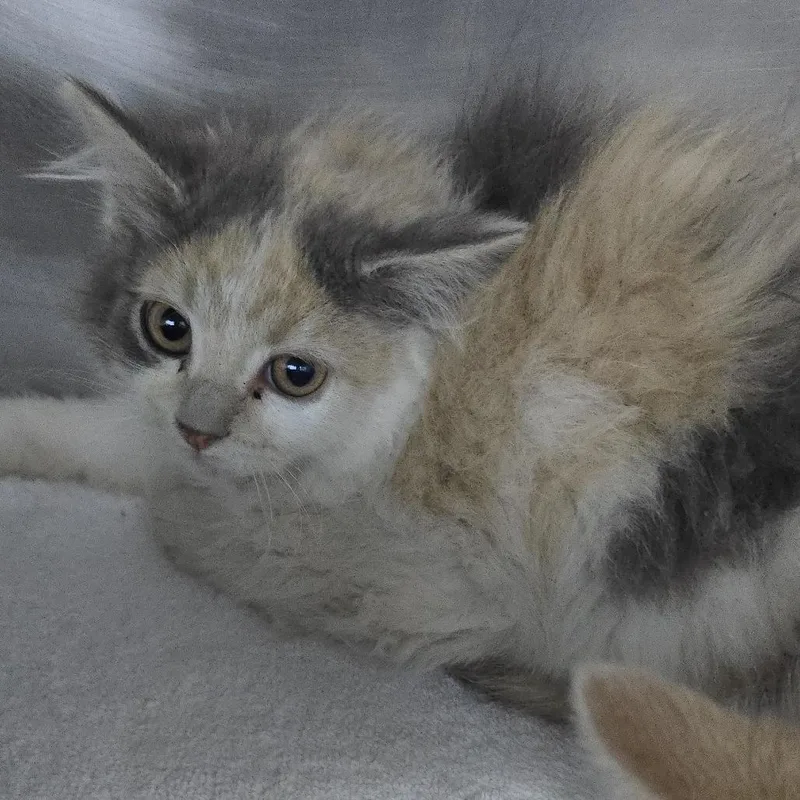 A baby small-sized female White Domestic Medium Hair cat named Miss Hiss for adoption in Yanceyville, NC