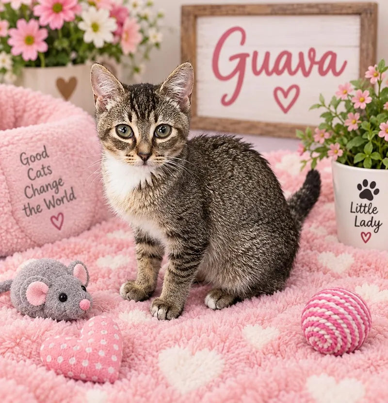 A baby medium-sized female Abyssinian cat named Guava for adoption in Tavares, FL