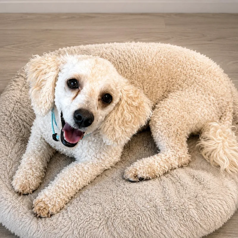 A young small-sized male White / Cream Miniature Poodle dog named Bubbles for adoption in Hillsborough, NJ