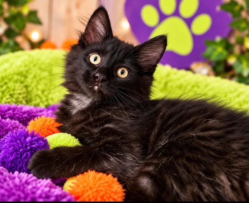 A baby medium-sized female Domestic Long Hair cat named Dollie for adoption in Salt Lake City, UT