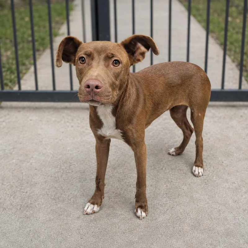 An adult medium-sized female Brown / Chocolate Mixed Breed dog named Pheobe for adoption in Orangeburg, SC