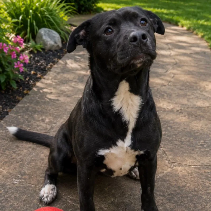 An adult large-sized male Black Mixed Breed dog named Sealy for adoption in Eureka Springs, AR