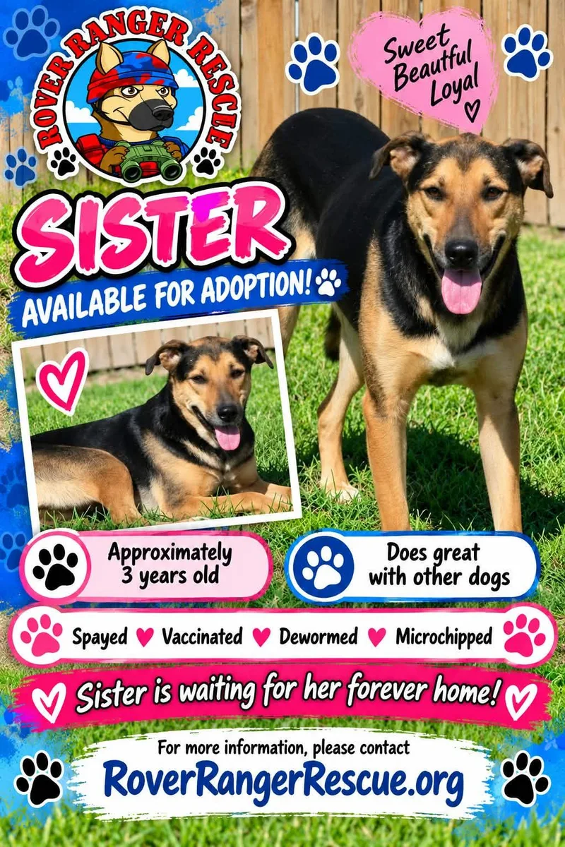 An adult medium-sized female Black German Shepherd Dog named Sister for adoption in Wrightwood, CA