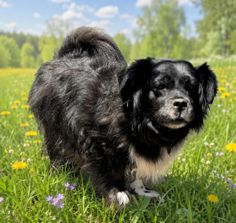 A senior small-sized female Black Border Collie dog named Baby for adoption in Joliet, IL