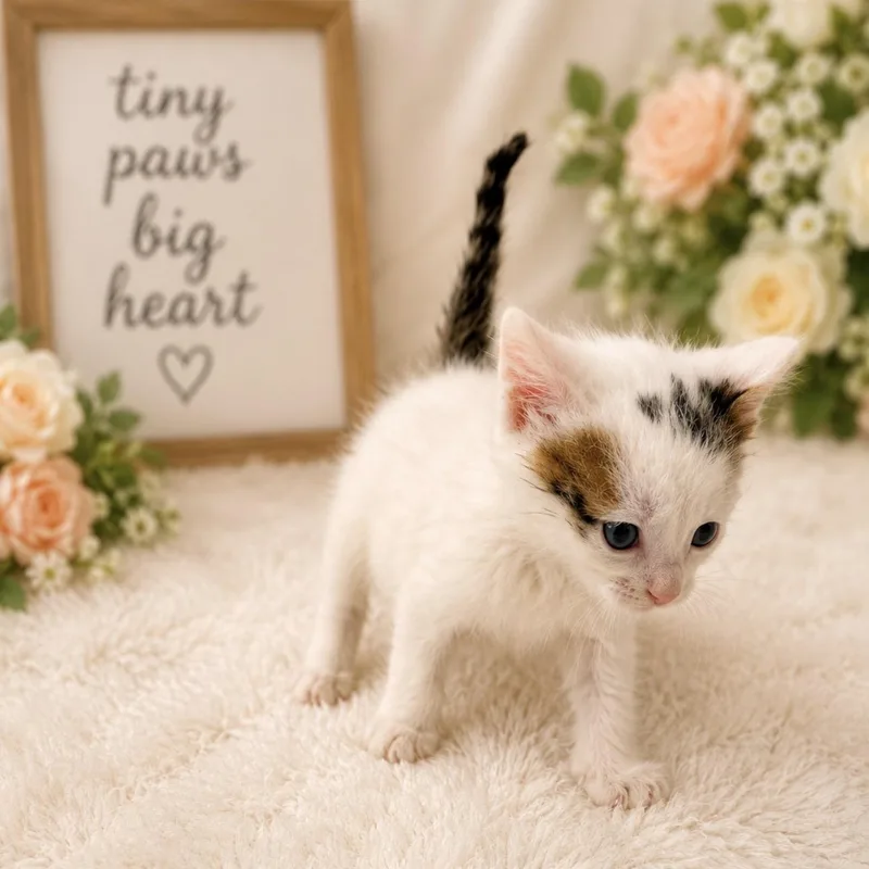 A baby medium-sized female Calico Domestic Short Hair cat named Raspberry for adoption in Charles City, IA