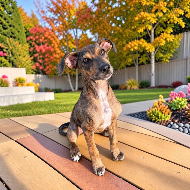 A baby medium-sized female Brindle Doberman Pinscher dog named Blossom for adoption in Fort Worth, TX