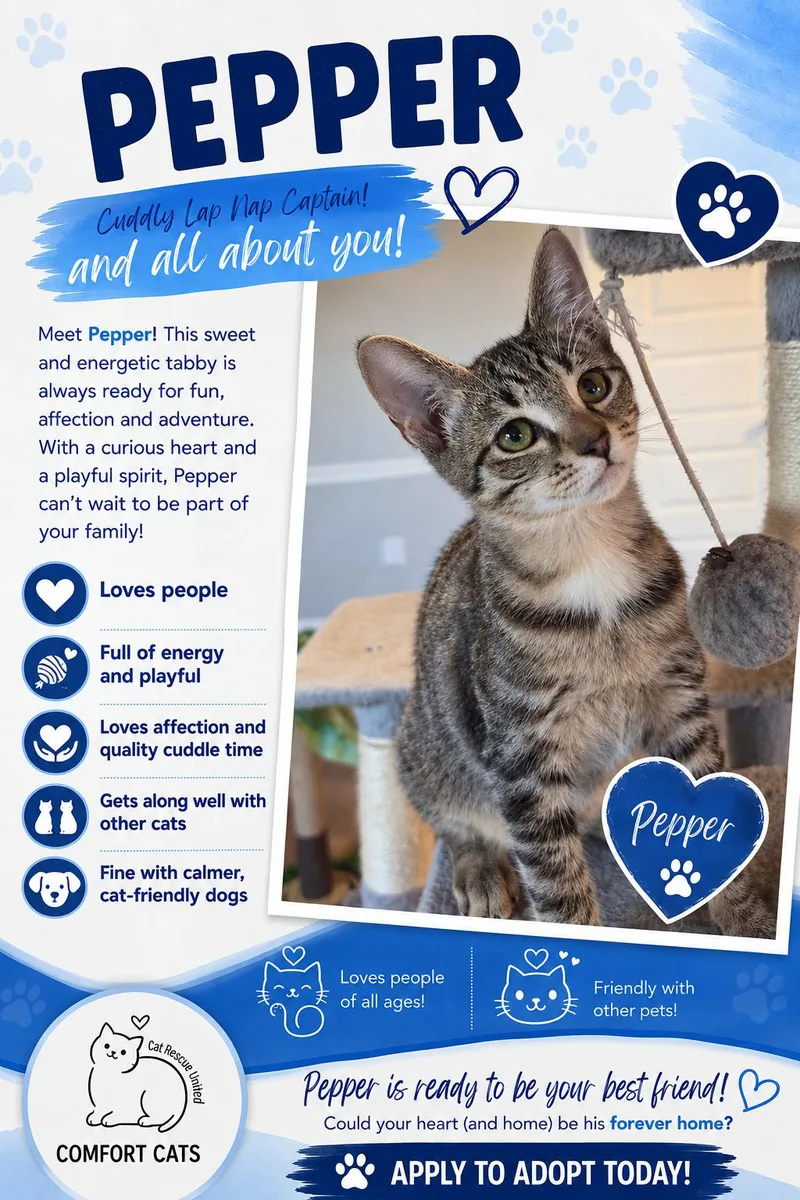 A young medium-sized male Tabby (Brown / Chocolate) Domestic Short Hair cat named Pepper for adoption in Moore, SC