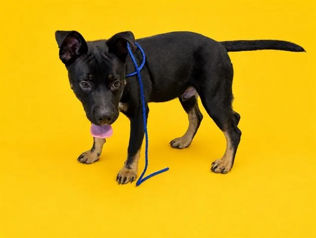 A young large-sized male Rottweiler dog named Oswald for adoption in Miami, FL