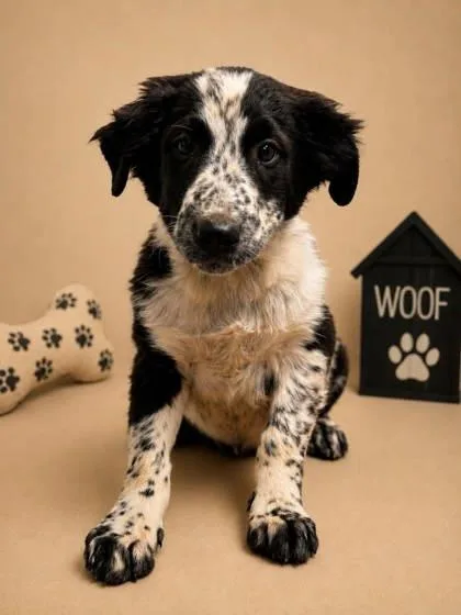 A young small-sized male Australian Cattle Dog / Blue Heeler dog named Domino for adoption in Bowling Green, KY