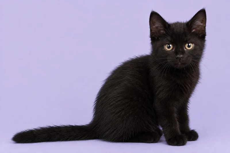 A baby medium-sized female Black Domestic Medium Hair cat named Habanero for adoption in Cleveland, TX