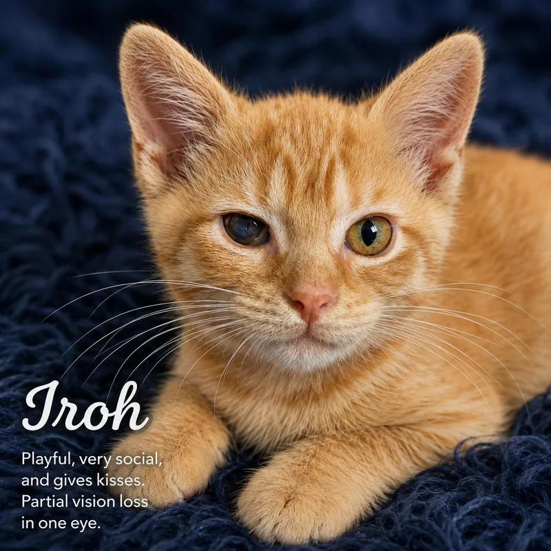 A baby medium-sized male Tabby (Orange / Red) Domestic Short Hair cat named Iroh for adoption in Quincy, OH