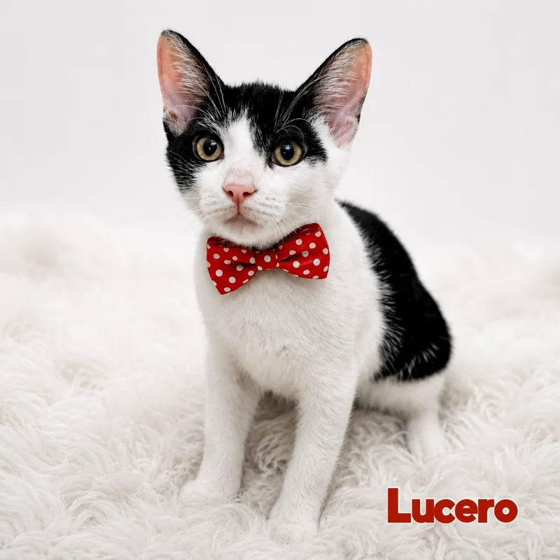 A young medium-sized male Black & White / Tuxedo Domestic Short Hair cat named Lucero for adoption in Fort Lauderdale, FL