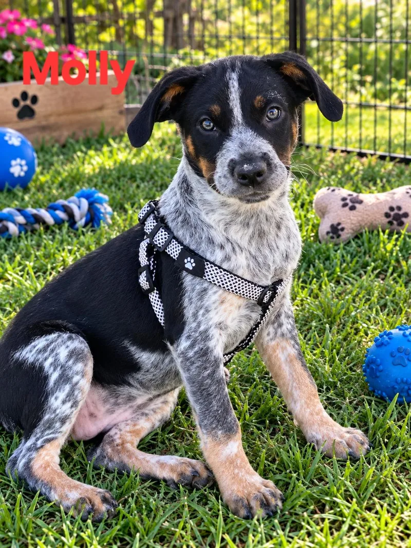 A baby medium-sized female Australian Cattle Dog / Blue Heeler dog named Molly for adoption in New Port Richey, FL