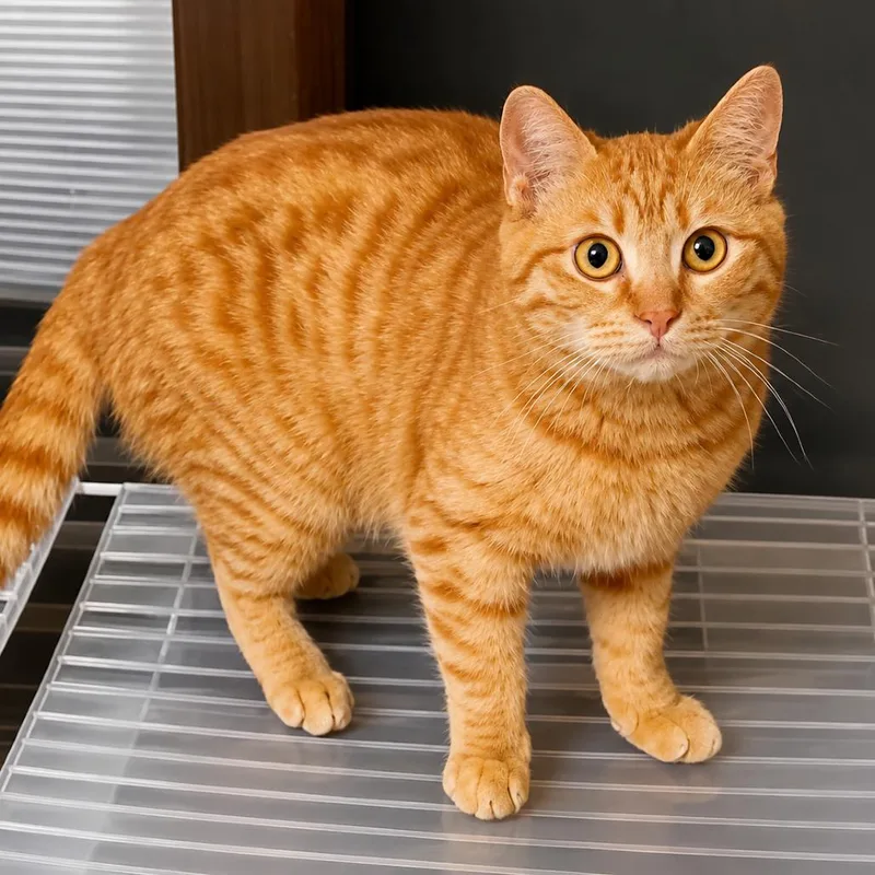 A young small-sized male Orange / Red Exotic Shorthair cat named Lucky for adoption in Silver Spring, MD