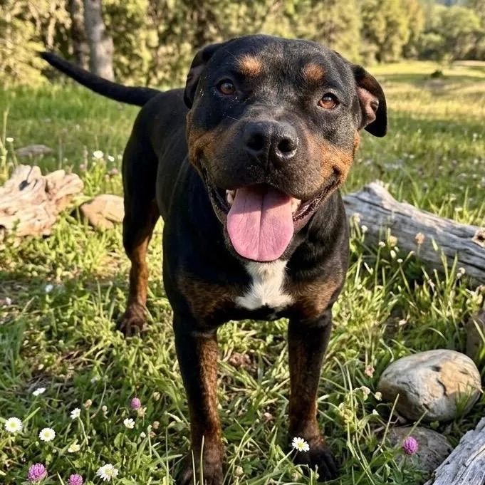 An adult medium-sized male Rottweiler dog named Bastian for adoption in Pittsfield, IL