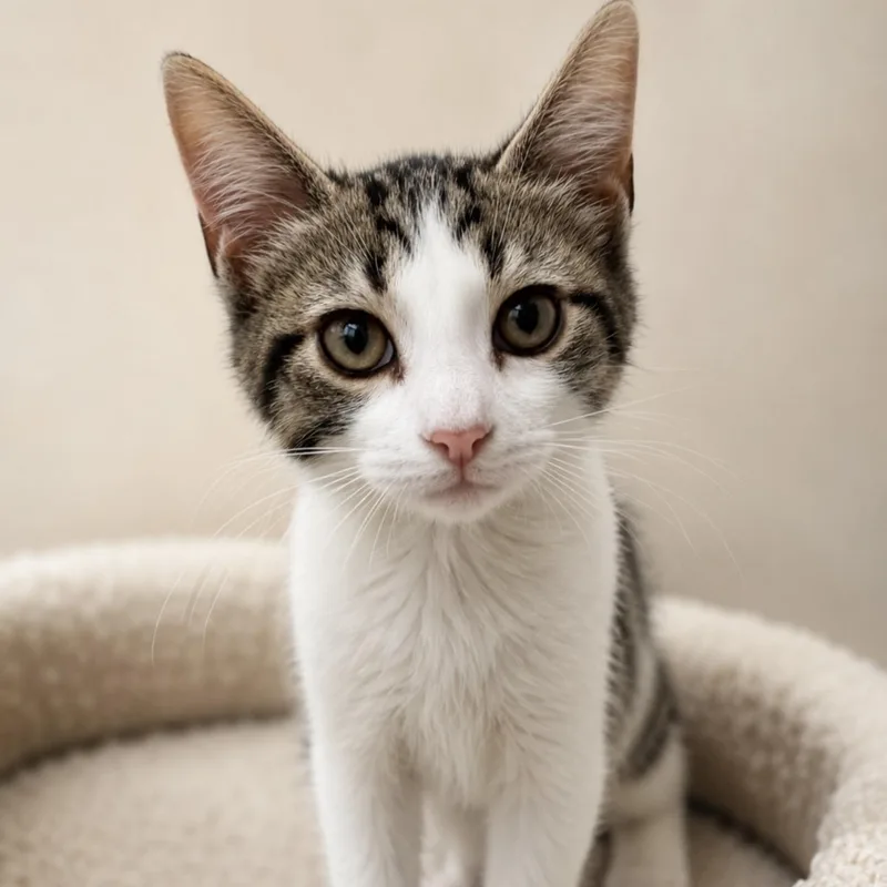 A baby medium-sized female Tabby (Brown / Chocolate) Domestic Short Hair cat named Faith Hill for adoption in Cranston, RI