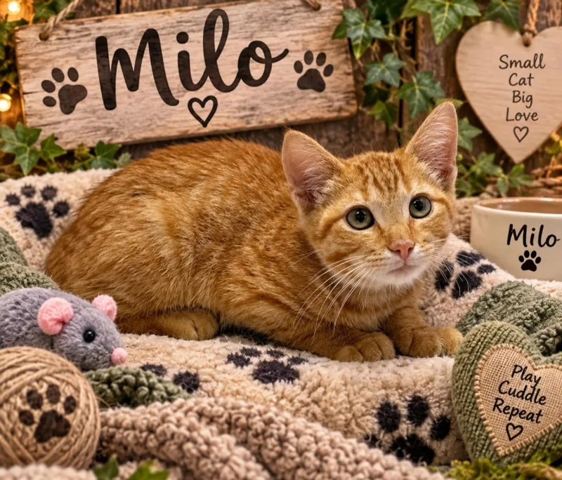 A baby small-sized male Domestic Short Hair cat named Milo for adoption in Washington Court House, OH