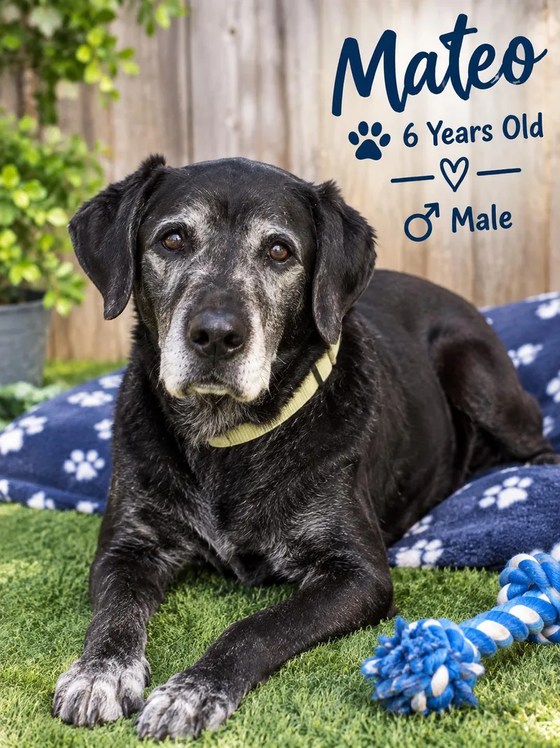 An adult large-sized male Black Labrador Retriever dog named Mateo for adoption in Joliet, IL