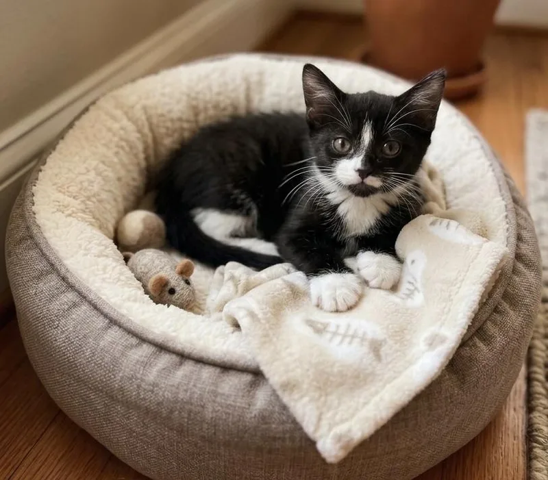 A baby small-sized male Black & White / Tuxedo Domestic Short Hair cat named Checkers for adoption in Johnson City, TN