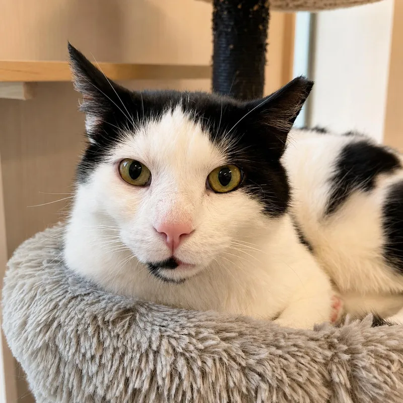 An adult medium-sized male Black & White / Tuxedo Domestic Short Hair cat named Panda for adoption in Pontiac, MI