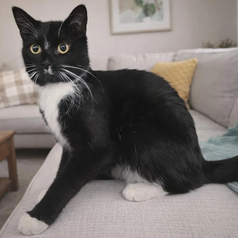 A young medium-sized male Black Domestic Short Hair cat named Leroy Brown for adoption in Fort Wayne, IN
