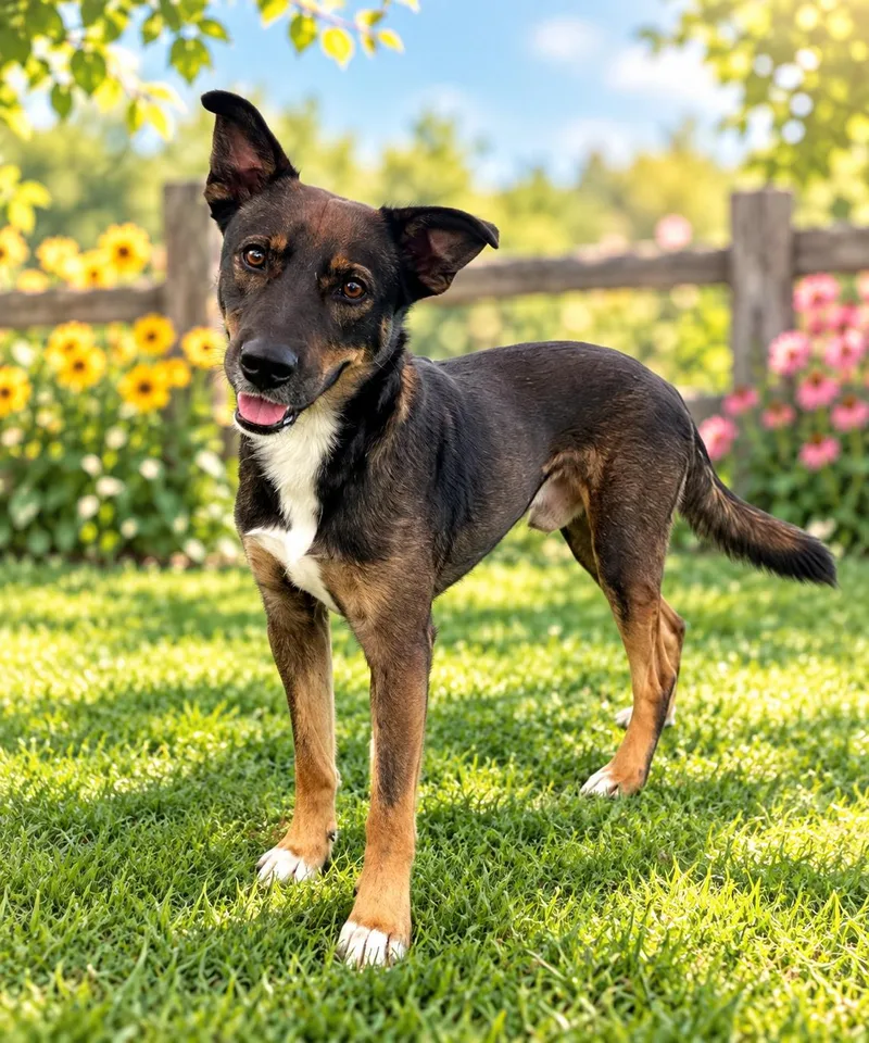 An adult medium-sized male Shepherd dog named Archie for adoption in Kenedy, TX