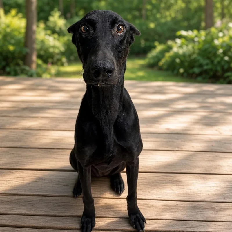 An adult medium-sized male Black Doberman Pinscher dog named Damian for adoption in Mount Shasta, CA