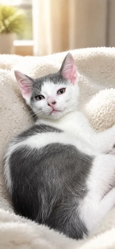 A baby small-sized female Domestic Short Hair cat named Petunia for adoption in East Ridge, TN