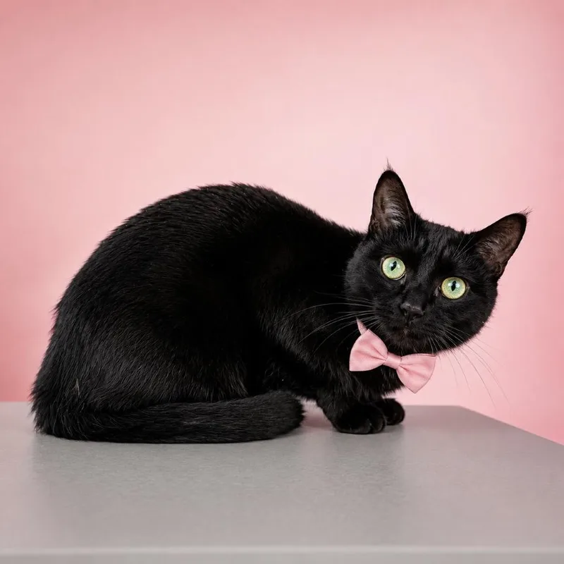 An adult medium-sized female Black Domestic Short Hair cat named Rhyme for adoption in Binghamton, NY