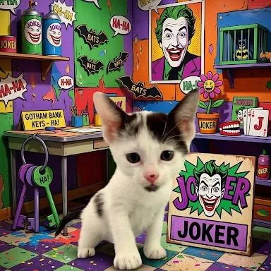 A baby small-sized male White Domestic Short Hair cat named Joker for adoption in Waukesha, WI