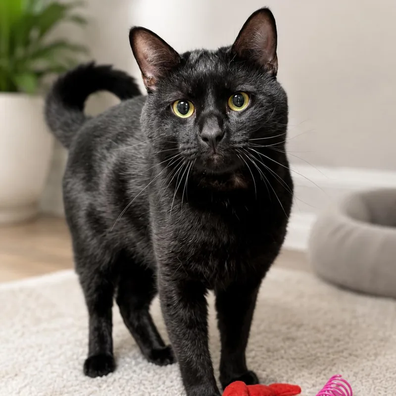 An adult small-sized male Black Domestic Short Hair cat named Izy for adoption in Hopkinton, MA