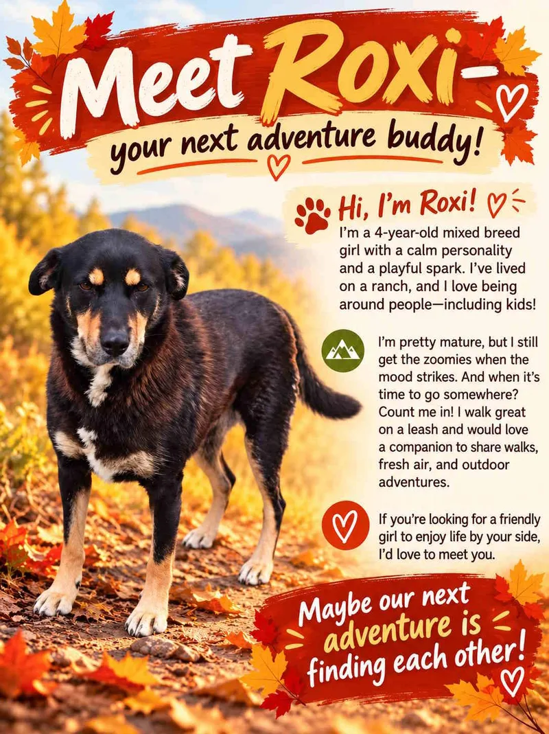 An adult large-sized female Black Mixed Breed dog named Roxi for adoption in York, NE