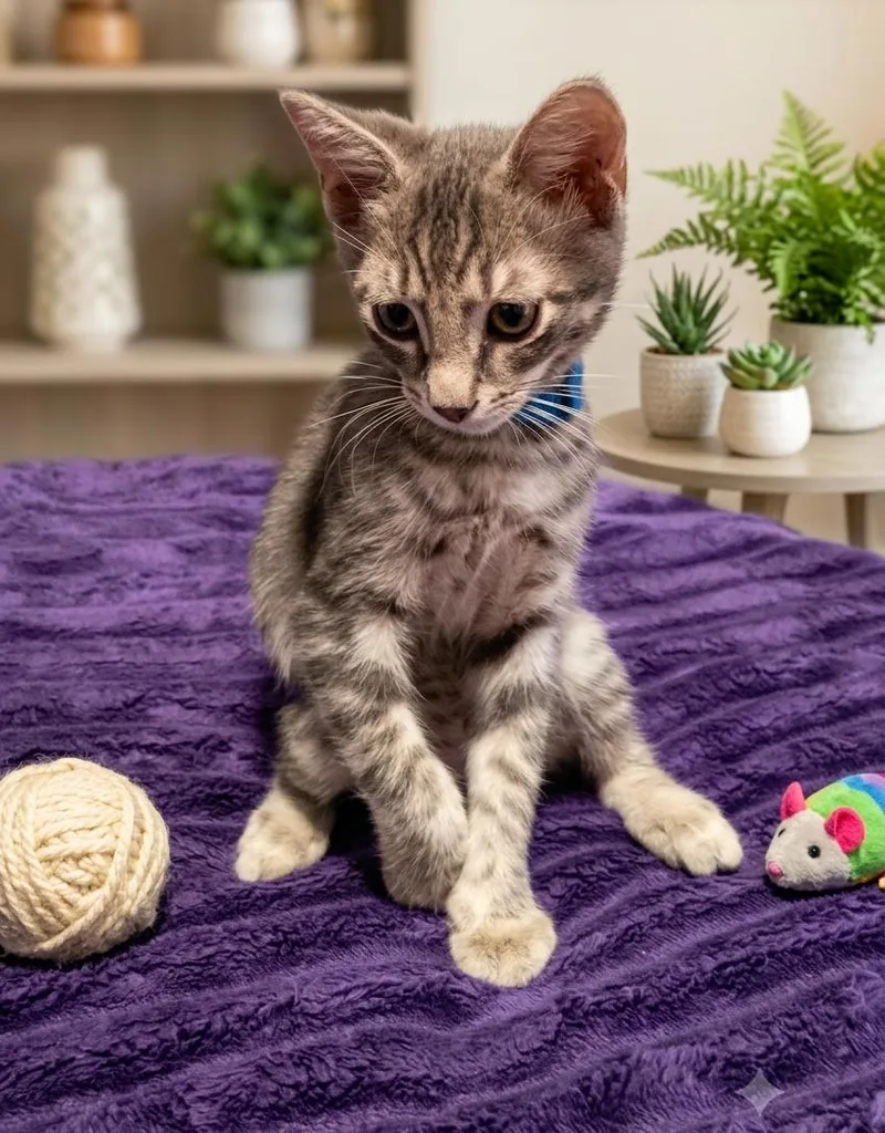A baby medium-sized male Tabby cat named Chaser for adoption in Fort Myers, FL