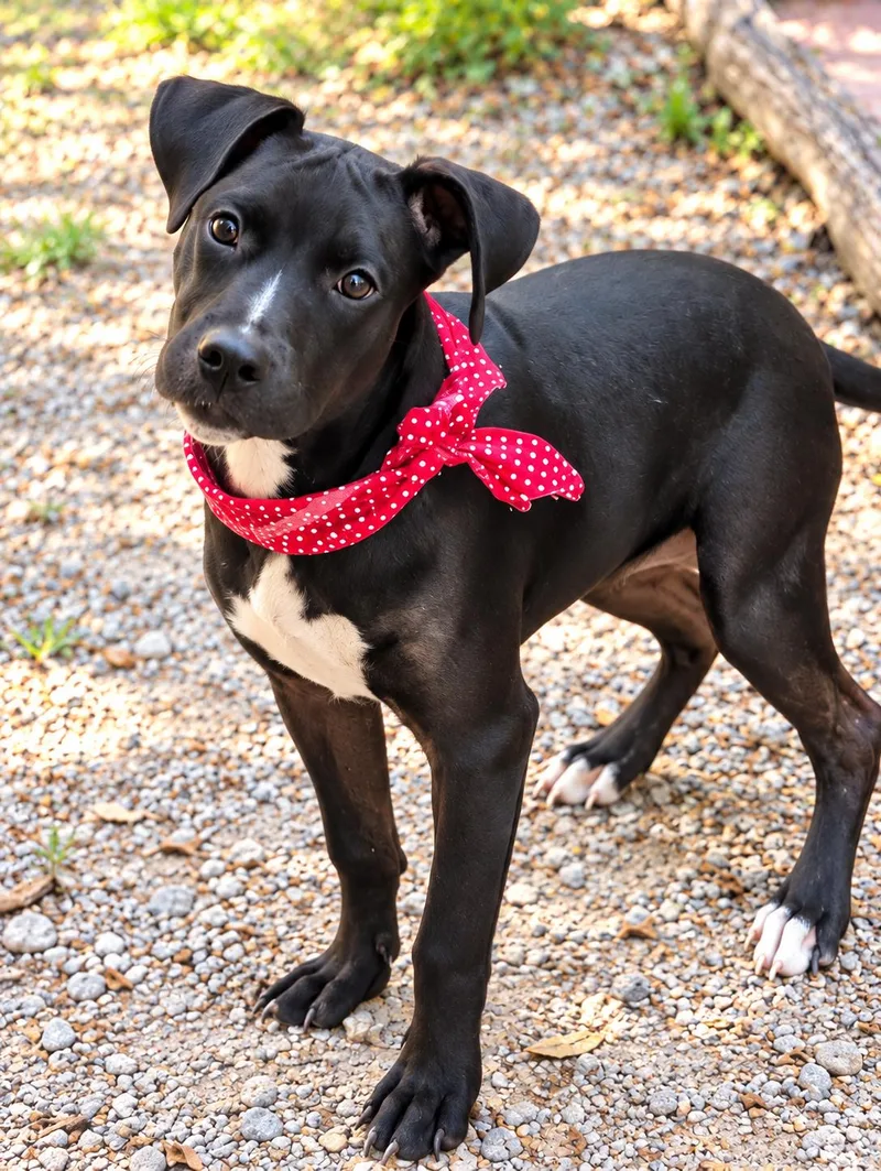 A baby medium-sized female Black Labrador Retriever dog named Raven for adoption in Nahunta, GA