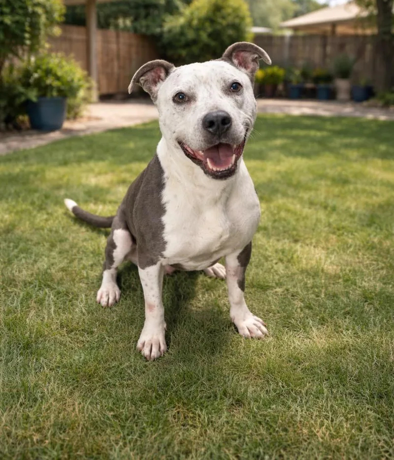 An adult large-sized male Pit Bull Terrier dog named Captain for adoption in Detroit, MI