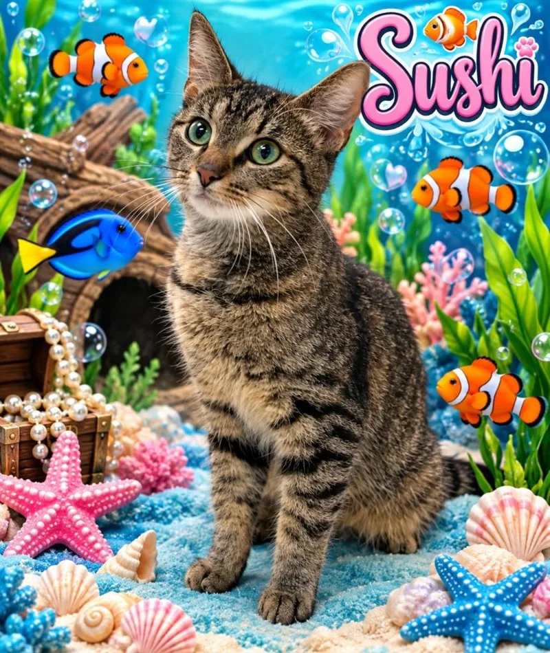 An adult small-sized female Black Domestic Short Hair cat named Sushi for adoption in Washington Court House, OH