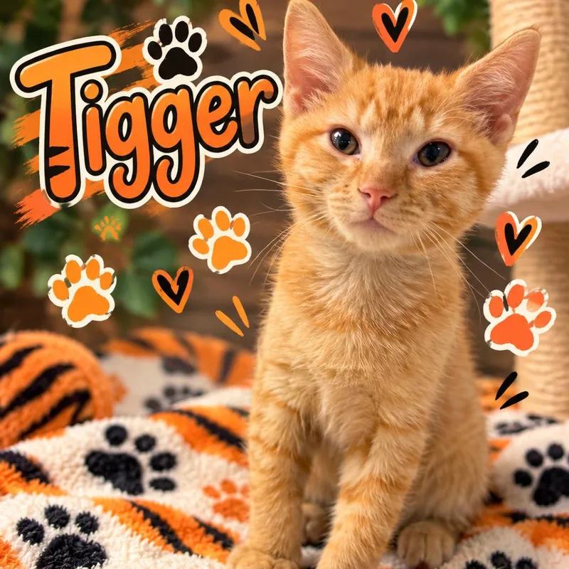 A baby small-sized male Orange / Red Domestic Short Hair cat named Tigger for adoption in Waldorf, MD