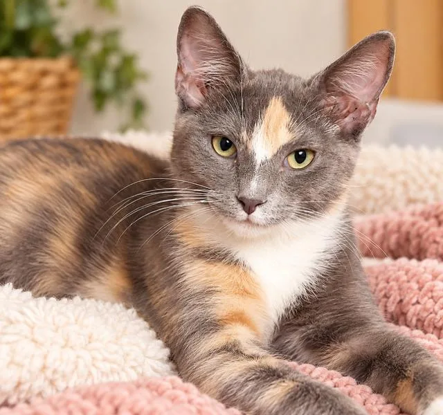 A baby medium-sized female Dilute Calico Domestic Short Hair cat named Patsy for adoption in Richmond, VA