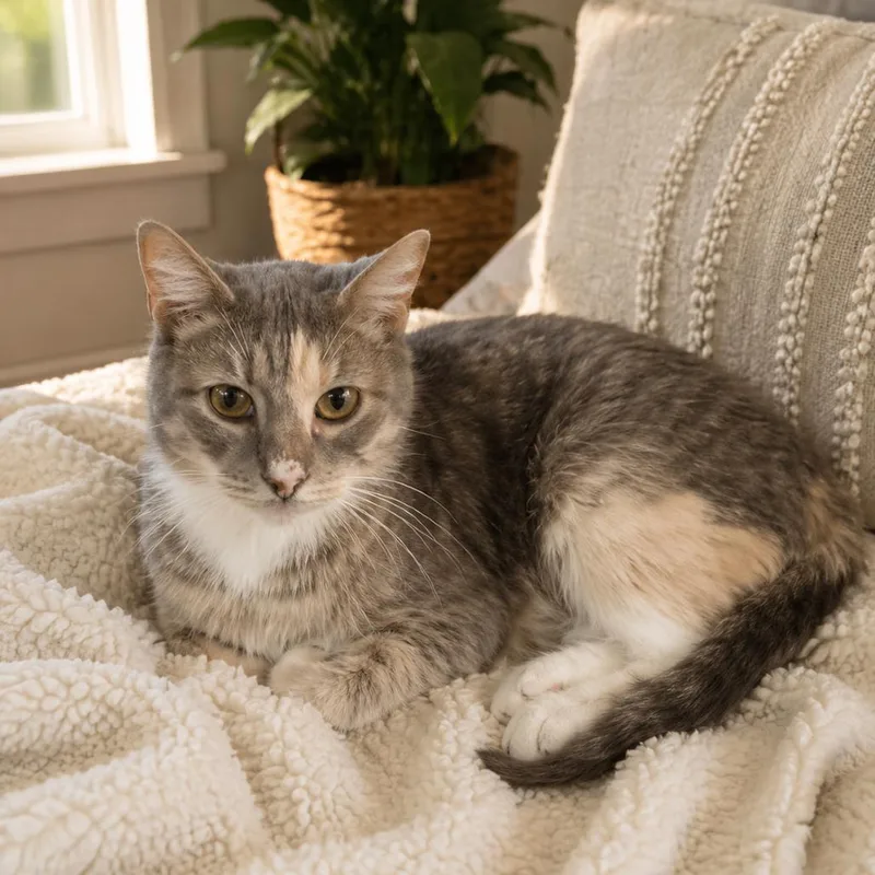 A senior small-sized female Calico American Shorthair cat named Margaret for adoption in Eufaula, AL
