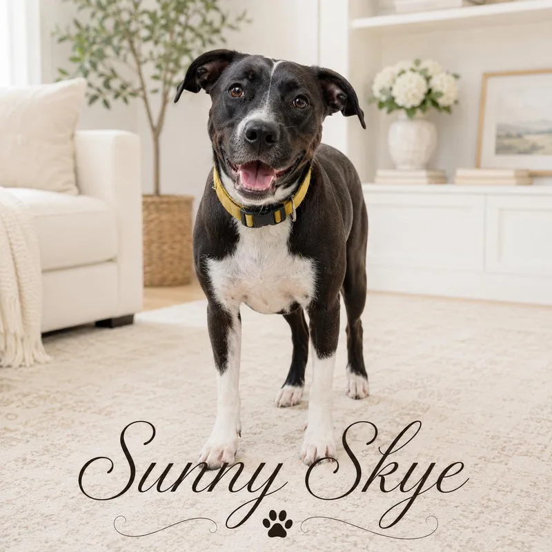 A young medium-sized female Black Labrador Retriever dog named Sunny Skye for adoption in Farmington, MO