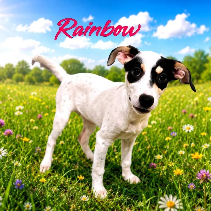 A baby medium-sized female Black Mixed Breed dog named Rainbow for adoption in Joliet, IL