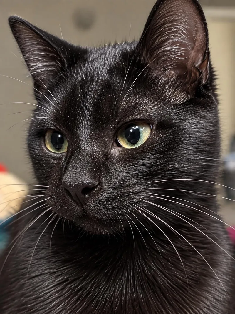 A baby medium-sized female Black Domestic Short Hair cat named Beatrice H for adoption in Fresno, CA