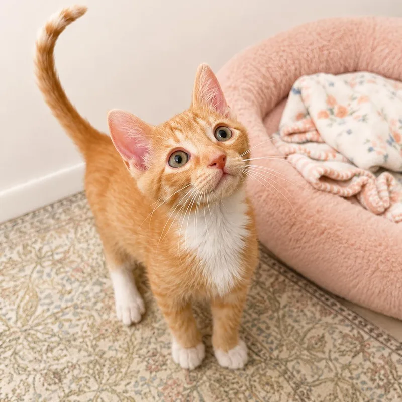 A baby small-sized male Orange / Red Domestic Short Hair cat named Respawn for adoption in Port Richey, FL