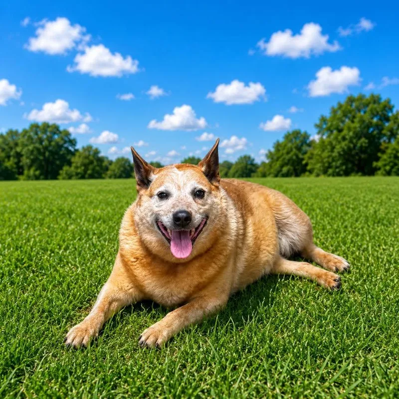A senior medium-sized female Merle (Red) Australian Cattle Dog / Blue Heeler dog named Ginger for adoption in Cadiz, OH