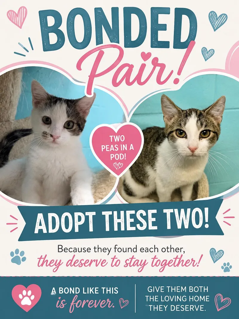 A young medium-sized male White Domestic Short Hair cat named Giblet & Moopsy for adoption in Chilton, WI