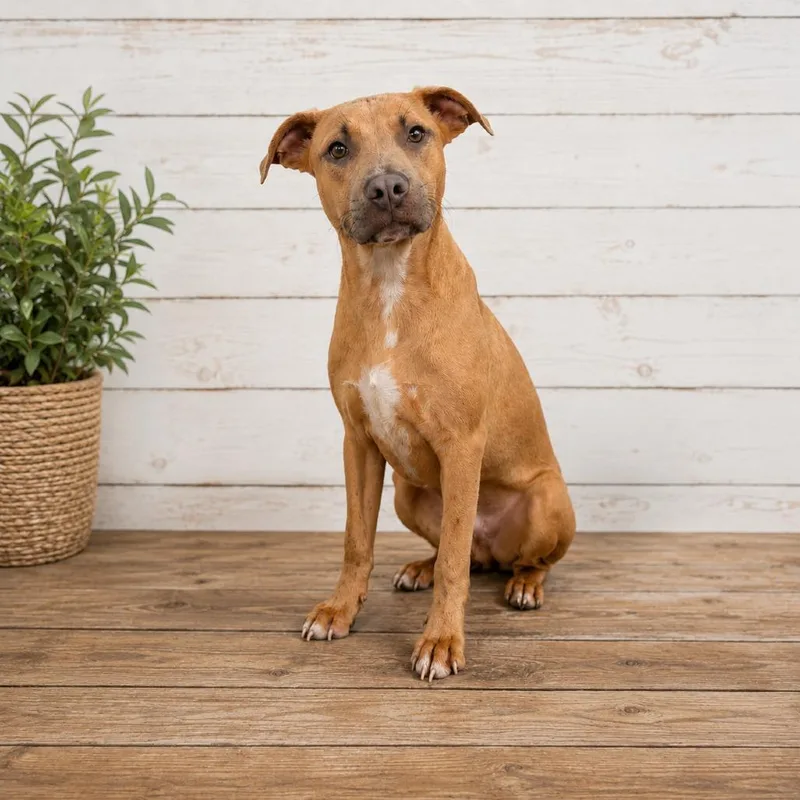 A young medium-sized male Yellow / Tan / Blond / Fawn Pit Bull Terrier dog named Cello P for adoption in Corsicana, TX
